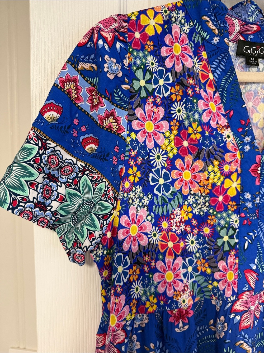 GGO Bright Blue Floral Tiered Midi Dress - Picture 4 of 5